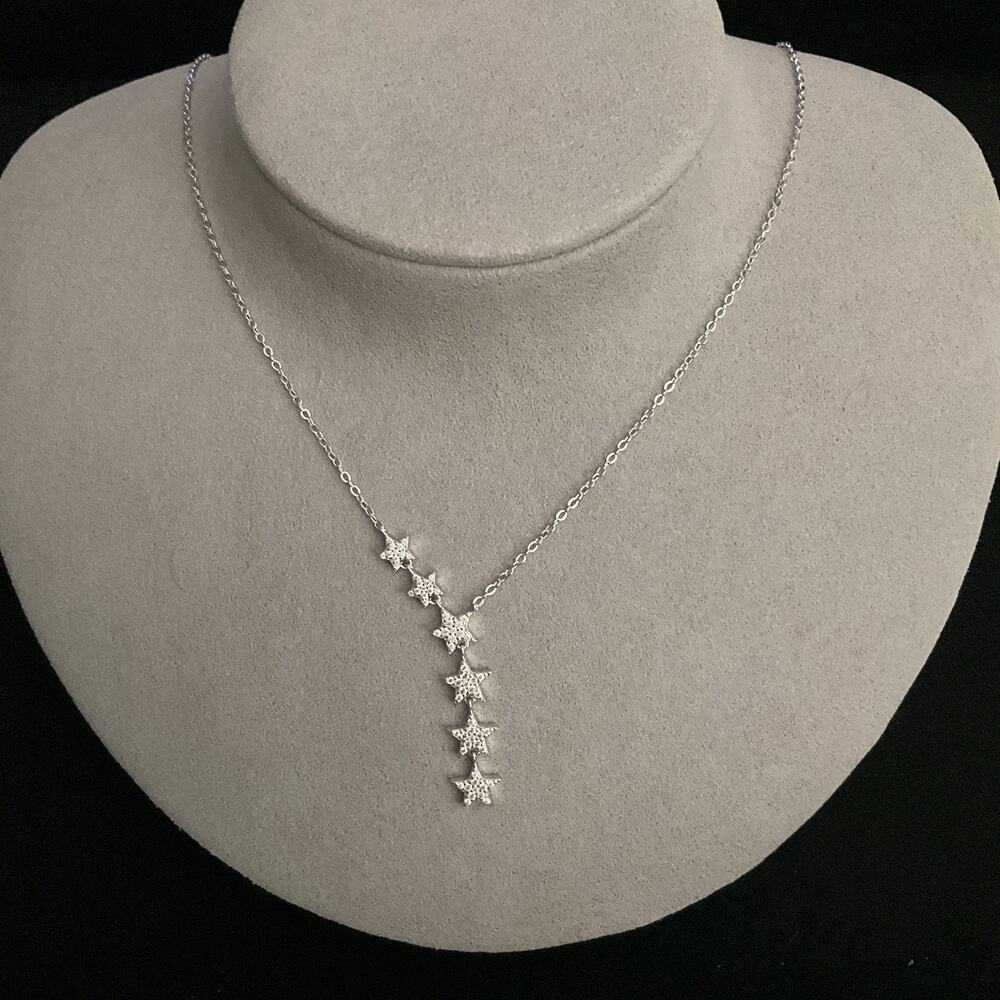Beautiful Falling Star Necklace w/ Genuine GRA Certified Moissanite 18”-20”-NEW